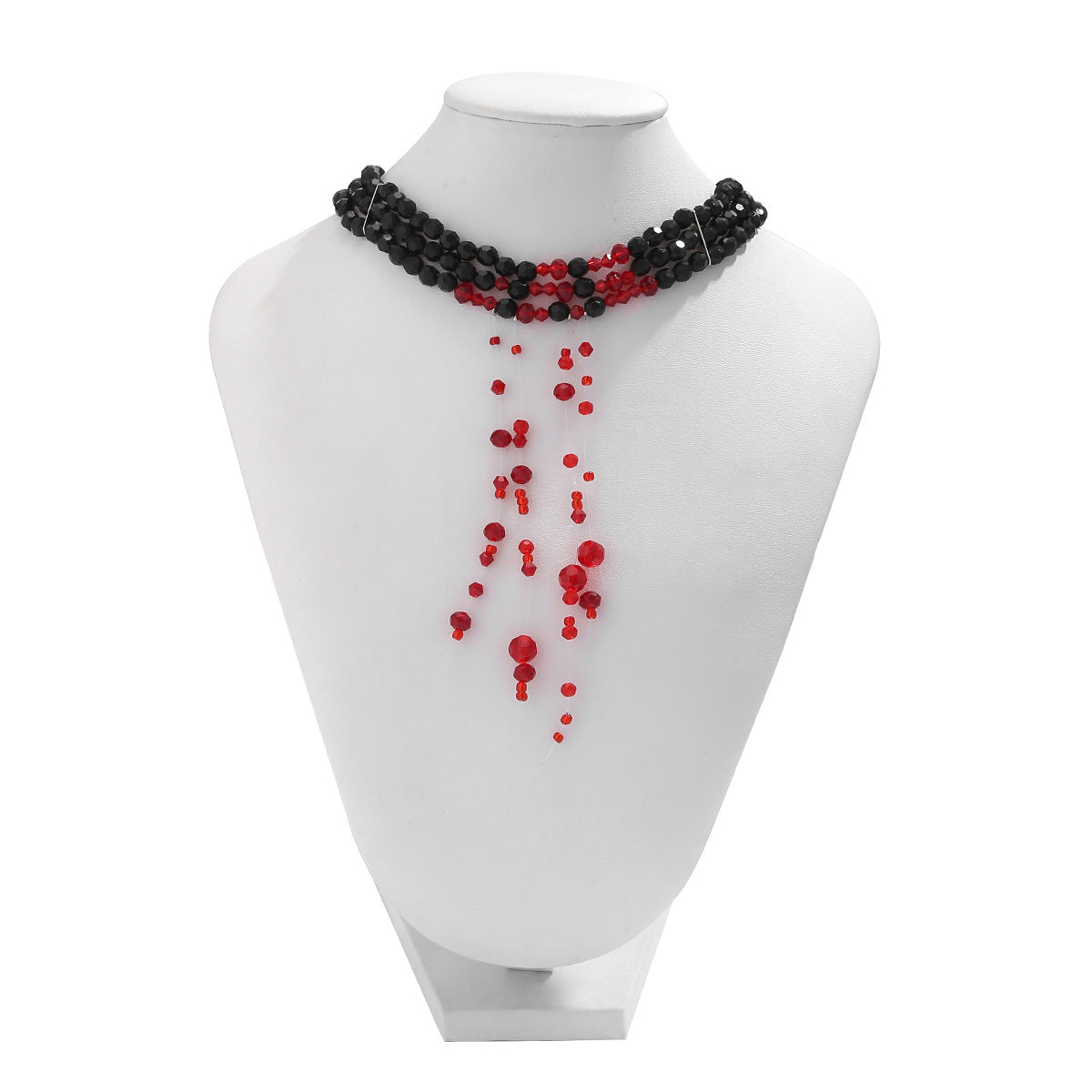 Wholesale Halloween Gothic Style Fake Blood Imitation Crystal Tassel Beaded Necklace